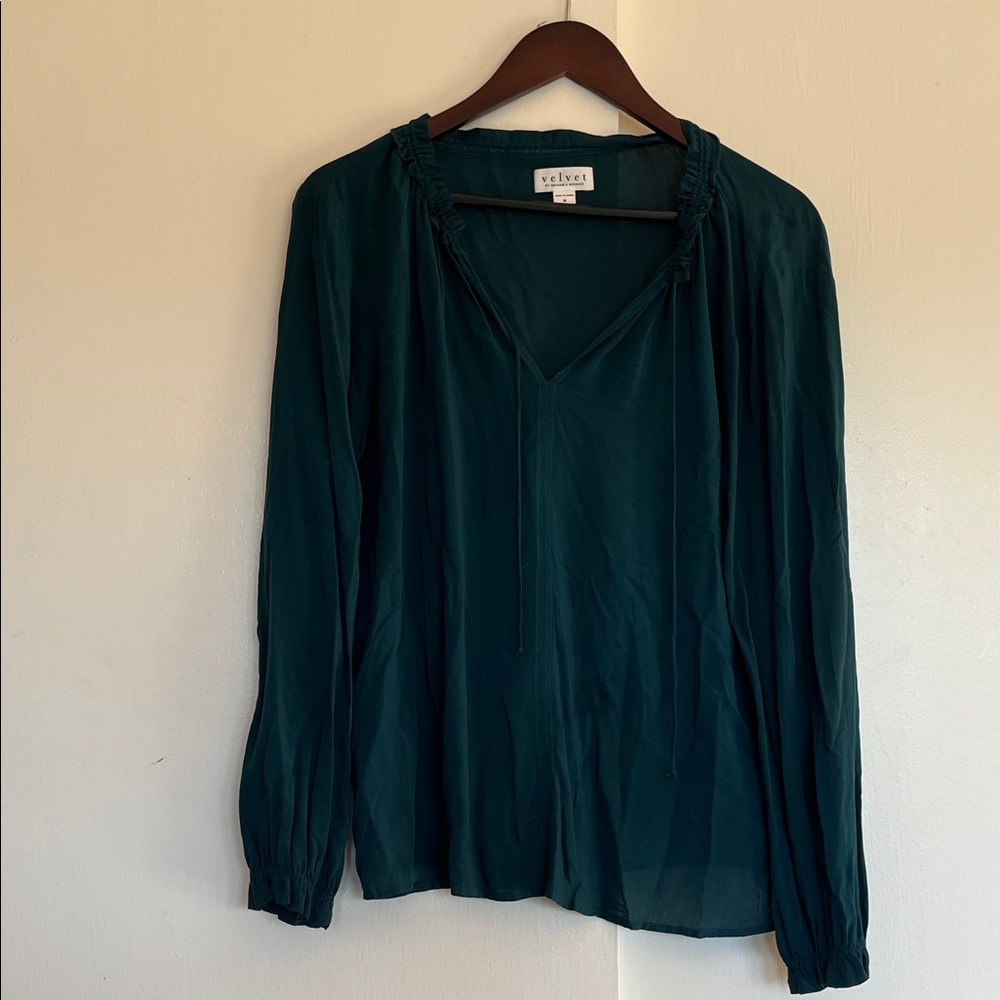 Velvet Deep Green Women's Blouse